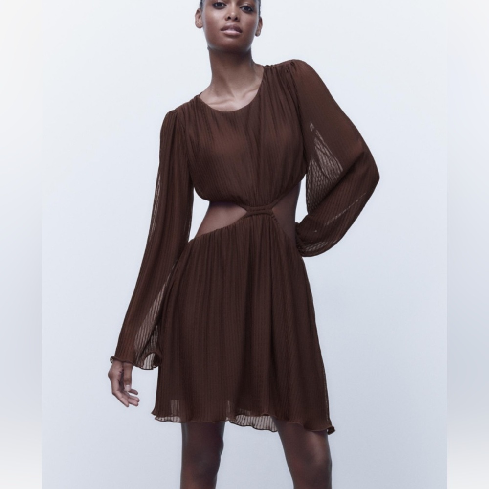 Zara Pleated Cut out Dress size M